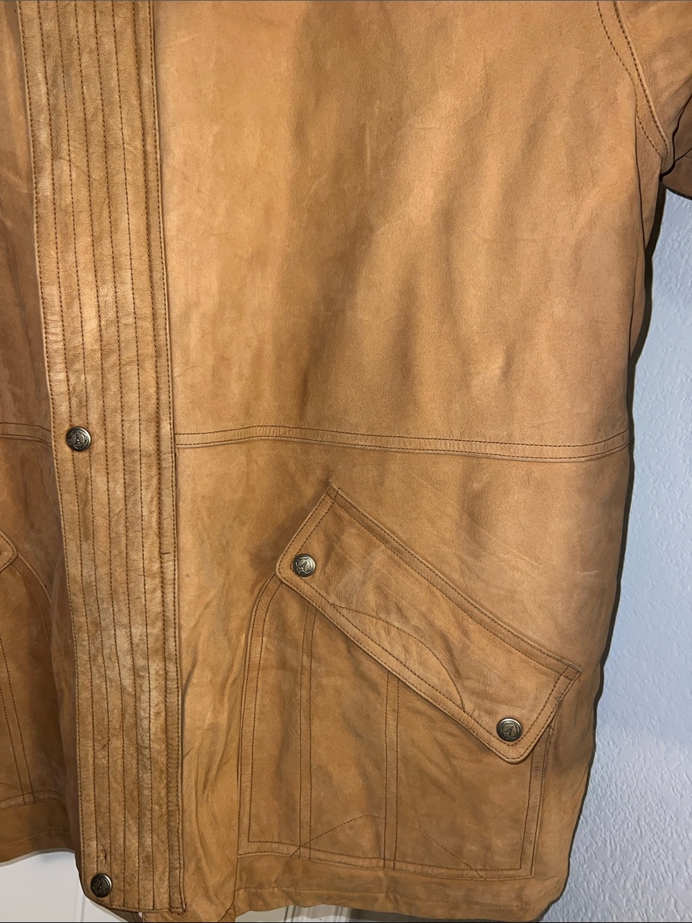 EUC! Vintage 1990s Bud Light Tan Leather Work Jacket by Excelled - Size 2X - Picture 8 of 15